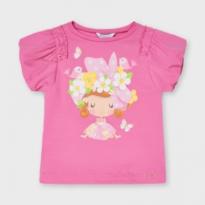 Camiseta Manga Corta Muñeca Flores Niña. Mayoral