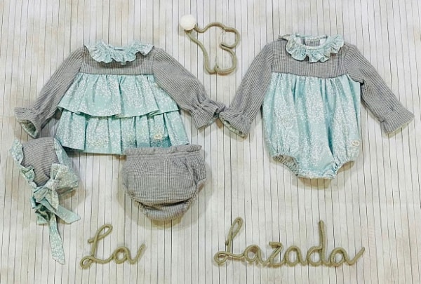 Jesusito Tres Piezas Florecitas Verde Wasabi Bebé Niña Colección Suave. José Varón