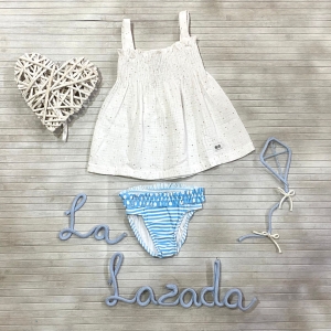 Conjunto Bebé Niña Culetín Rayas Porcelana. José Varón