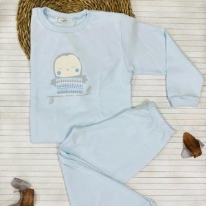 Pijama Dos Piezas Celeste Búho