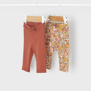 Set Leggings Bebé Niña Flores Teja. Mayoral