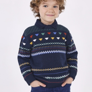 Jersey Jacquard Triángulos Azul Noche. Mayoral