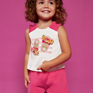 Conjunto Short Apliques Magenta. Mayoral