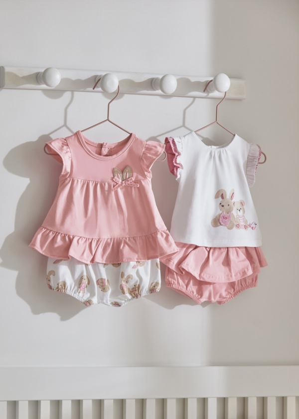 Conjunto 4 Piezas Conejito Rosa Baby. Mayoral