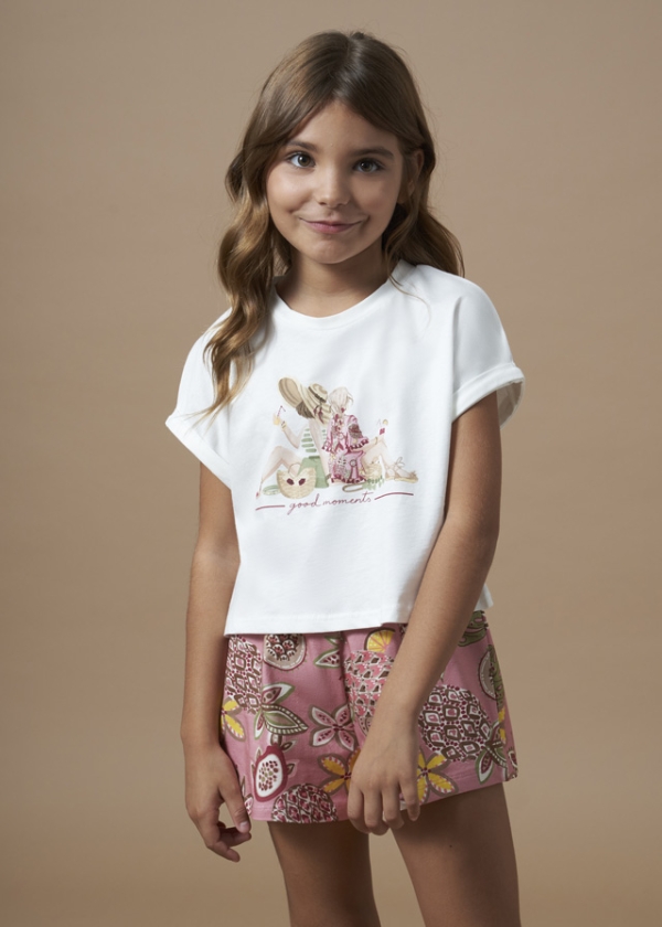 Conjunto Short Gráfica Rosa Palo. Mayoral
