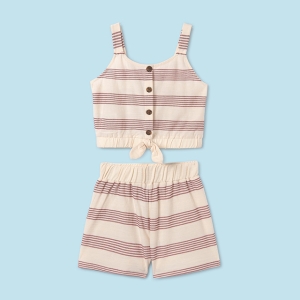 Conjunto Short Punto Rayas Terracota. Mayoral