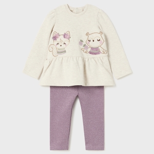 Conjunto Legging Brillo Pullover Orquídea. Mayoral