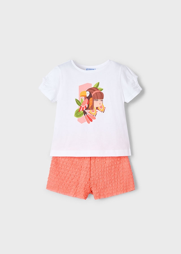 Conjunto Short Punto Fantasía Mandarina. Mayoral