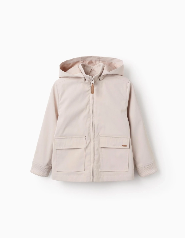 Chaqueta Capucha Desmontable Beige. Zippy