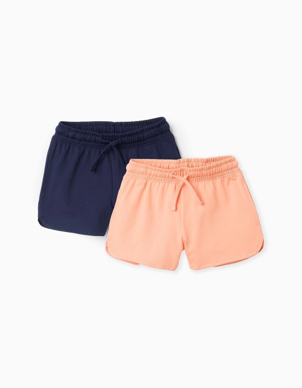 Pack 2 Bermudas Felpa Coral/Azul. Zippy