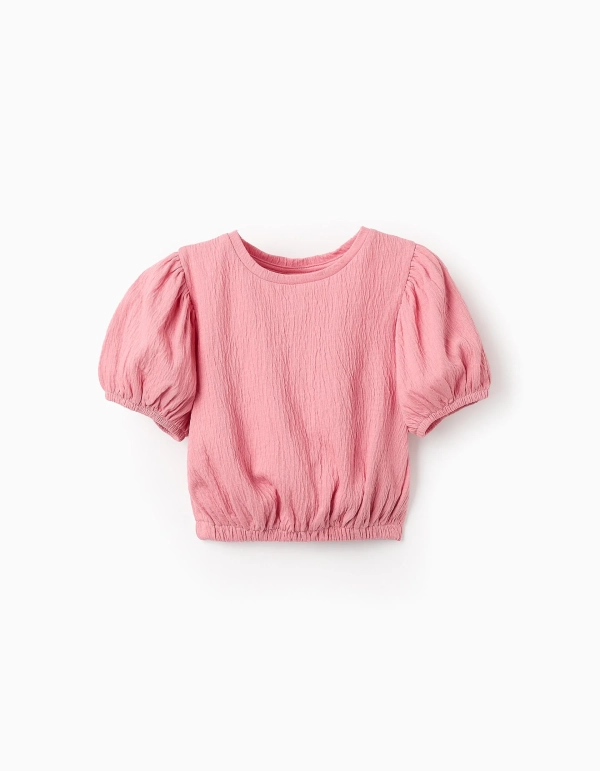 Camiseta Campesina Con Textura Rosa. Zippy