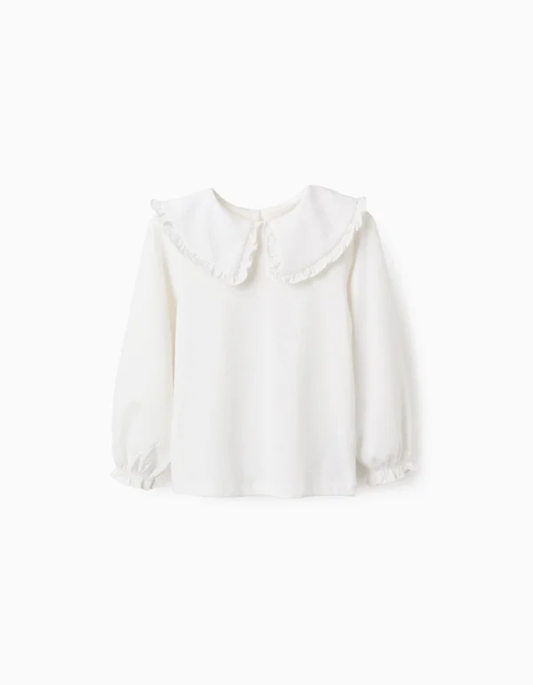 Camiseta Cuello Maxi Volante Blanco. Zippy
