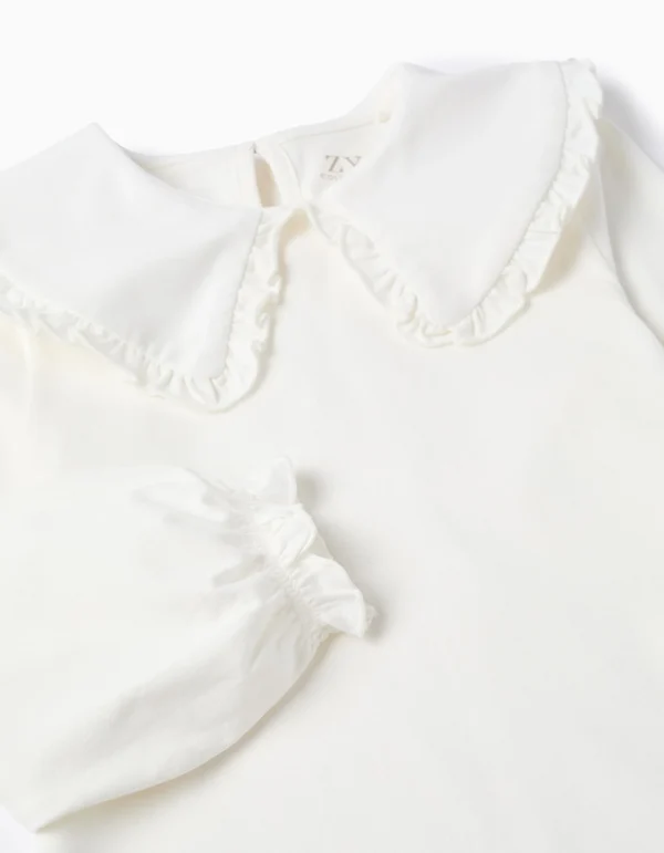 Camiseta Cuello Maxi Volante Blanco. Zippy - Imagen 3