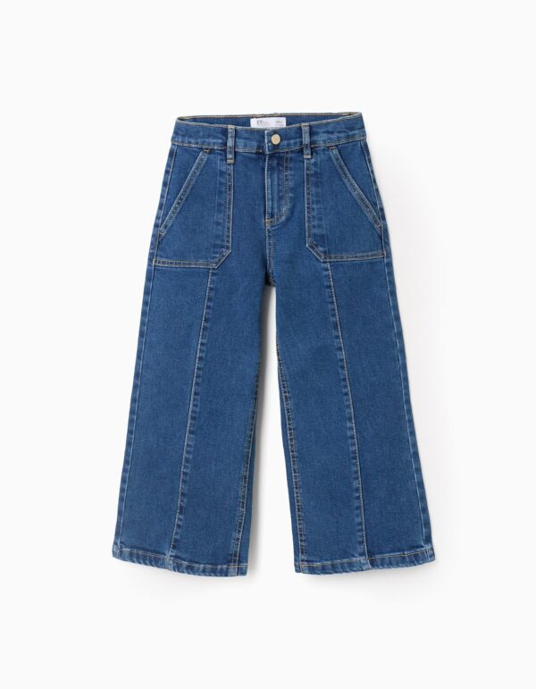Vaqueros 'Wide Leg' Costuras En Relieve Azul. Zippy