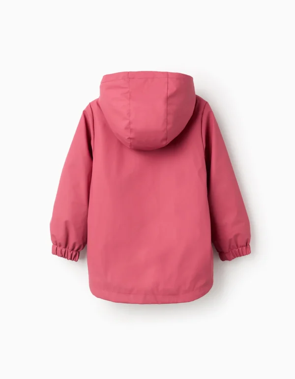 Parka de Goma con Capucha y Forro Sherpa Rosa Oscuro. Zippy - Imagen 2