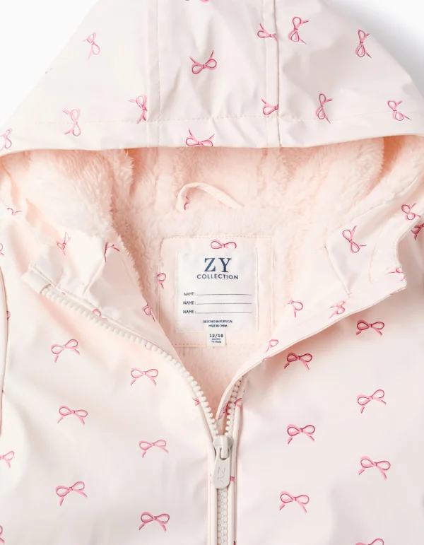 Parka de Goma Capucha Y Pelo Lazos Rosa. Zippy - Imagen 3