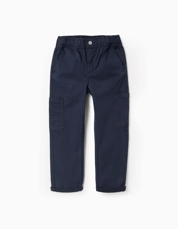 Pantalón Cargo Sarga Azul Oscuro. Zippy