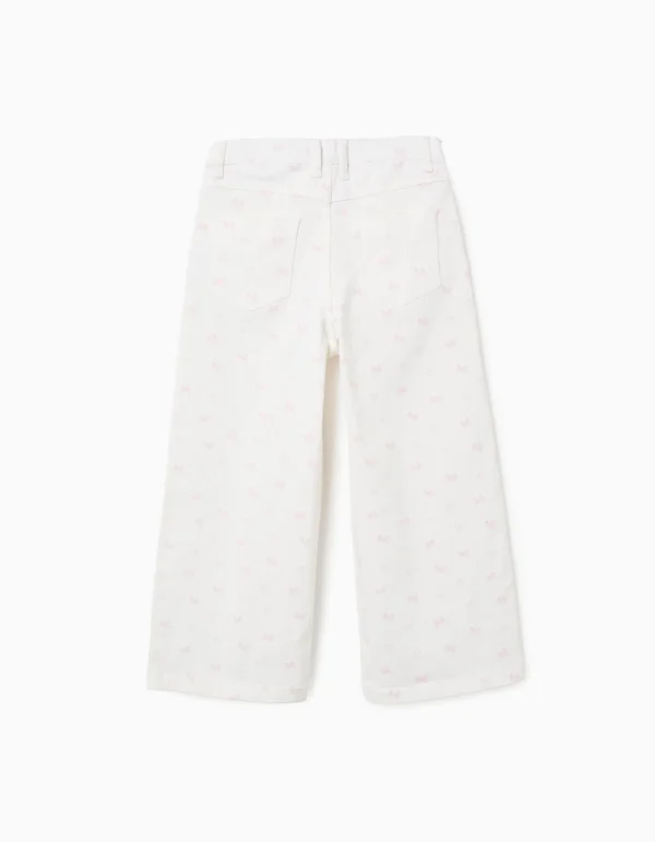 Pantalón Sarga Estampado Wide Leg Blanco/Rosa. Zippy - Imagen 2