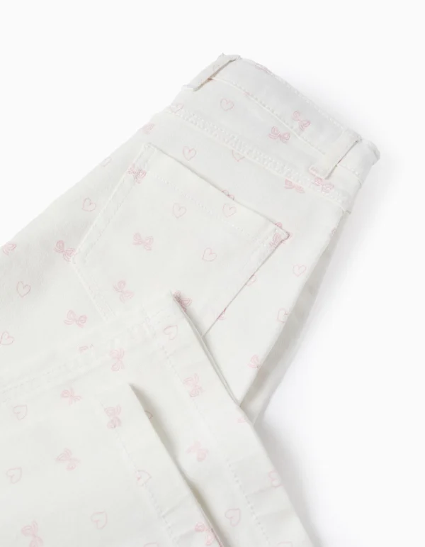Pantalón Sarga Estampado Wide Leg Blanco/Rosa. Zippy - Imagen 4