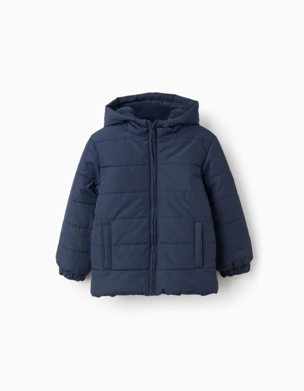Chaqueta Acolchada Capucha y Forro Polar Azul Oscuro. Zippy