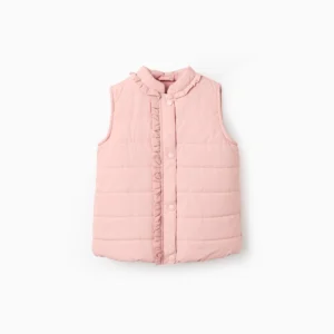 Chaleco Acolchado Volantes Forro Polar Rosa. Zippy