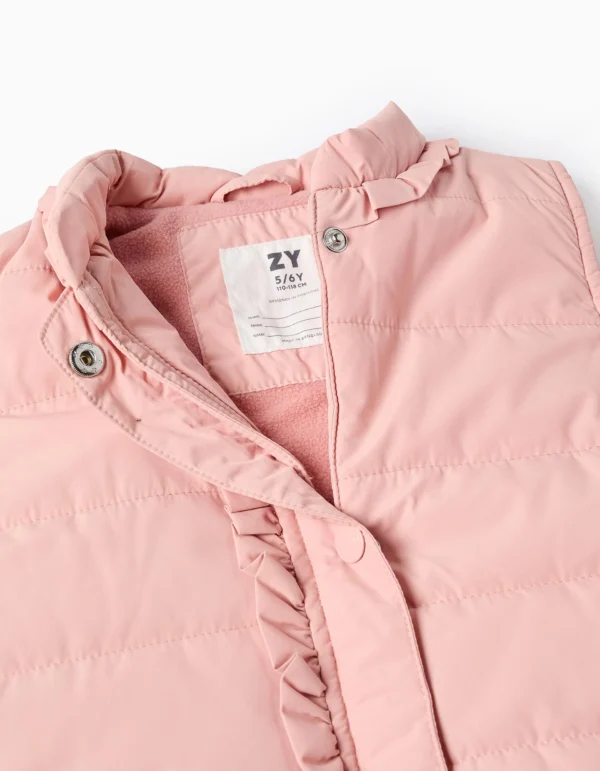 Chaleco Acolchado Volantes Forro Polar Rosa. Zippy - Imagen 3