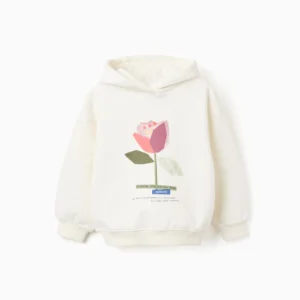 Sudadera Capucha Flor Blanco. Zippy