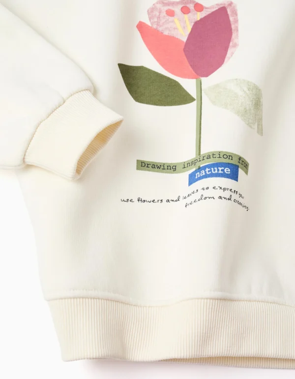 Sudadera Capucha Flor Blanco. Zippy - Imagen 4