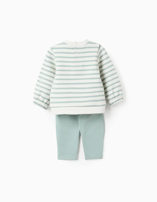 Sudadera + Pantalón Rayas Blanco/Verde Agua. Zippy - Imagen 2