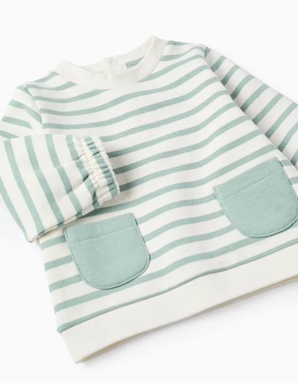 Sudadera + Pantalón Rayas Blanco/Verde Agua. Zippy - Imagen 3