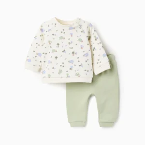 Conjunto Sudadera y Pantalón Perchado 'Caracol' Verde. Zippy