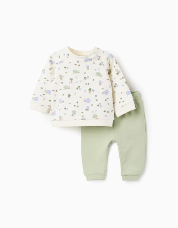 Conjunto Sudadera y Pantalón Perchado 'Caracol' Verde. Zippy