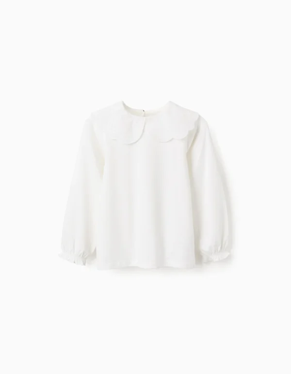 Camiseta Cuello Bordado Inglés Volantes Blanca. Zippy - Imagen 2