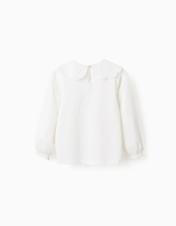 Camiseta Cuello Bordado Inglés Volantes Blanca. Zippy - Imagen 3