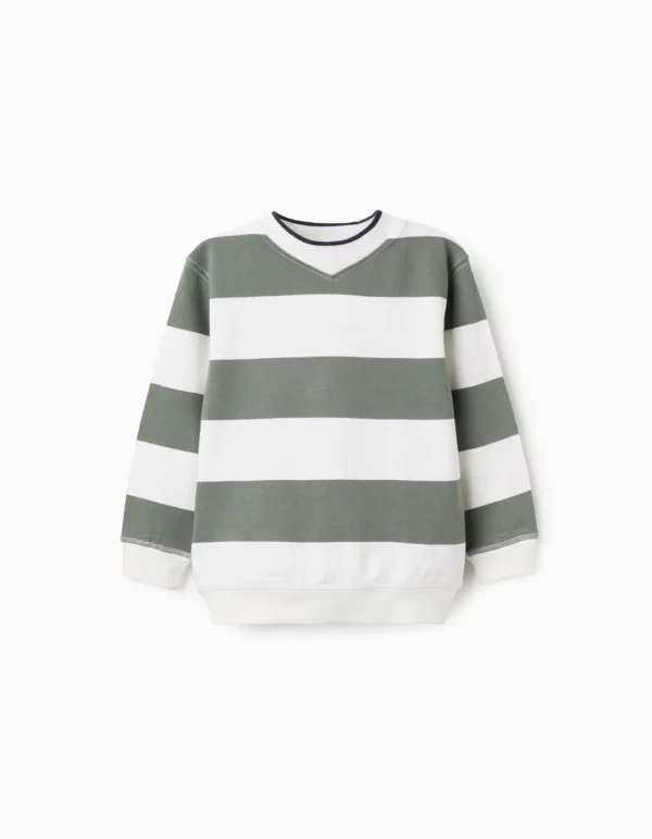 Sudadera Rayas Verde/Blanco. Zippy - Imagen 2