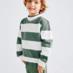 Sudadera Rayas Verde/Blanco. Zippy