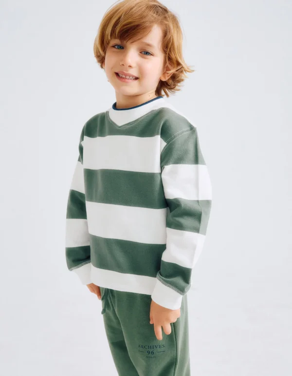 Sudadera Rayas Verde/Blanco. Zippy
