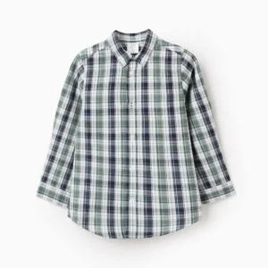 Camisa Algodón Cuadros Verde/Azul Oscuro. Zippy
