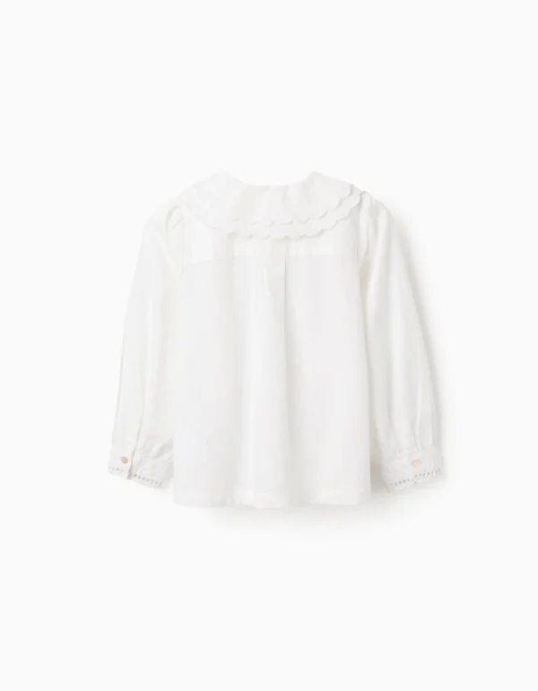 Camisa Algodón Detalles Bordados Blanco. Zippy - Imagen 2