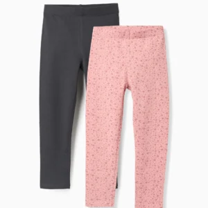 Lote de 2 Leggings Florales/Lisos Rosa/Gris. Zippy