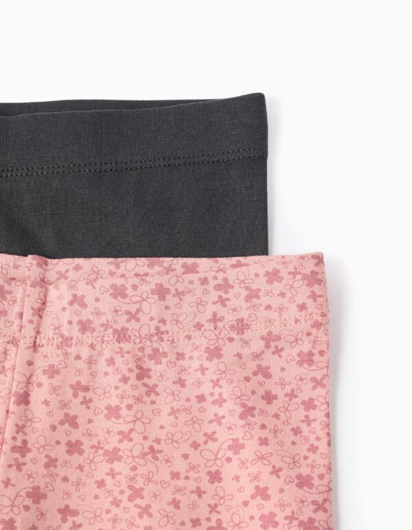 Lote de 2 Leggings Florales/Lisos Rosa/Gris. Zippy - Imagen 3