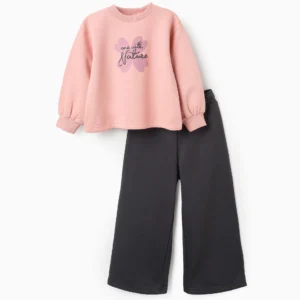Sudadera + Pantalón Perchado 'Trevo' Rosa/Gris. Zippy
