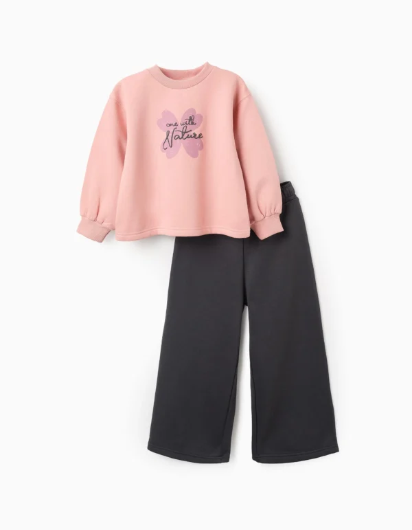 Sudadera + Pantalón Perchado 'Trevo' Rosa/Gris. Zippy