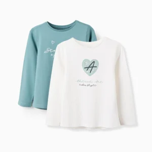 Lote de 2 Camisetas Manga Larga Abstract Blanco/Verde. Zippy
