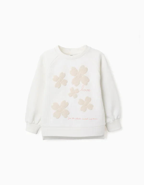 Sudadera Perchada Flores Relieve Blanco. Zippy - Imagen 2