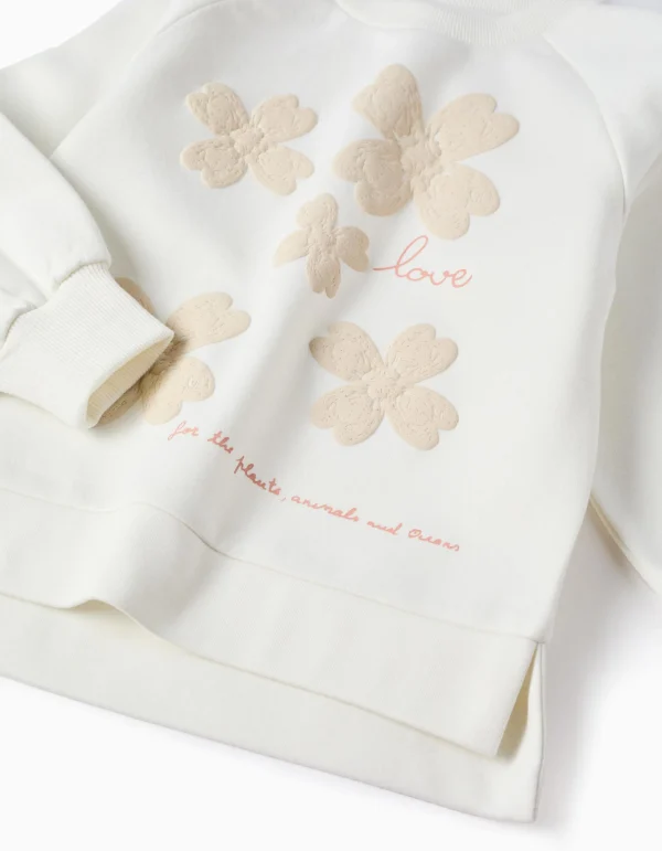 Sudadera Perchada Flores Relieve Blanco. Zippy - Imagen 4