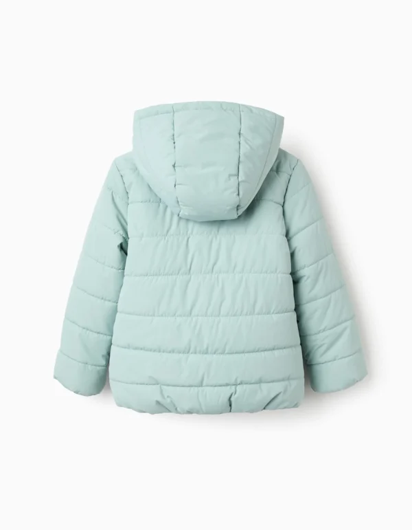 Chaqueta Acolchada Capucha Forro Polar Verde Agua. Zippy - Imagen 2