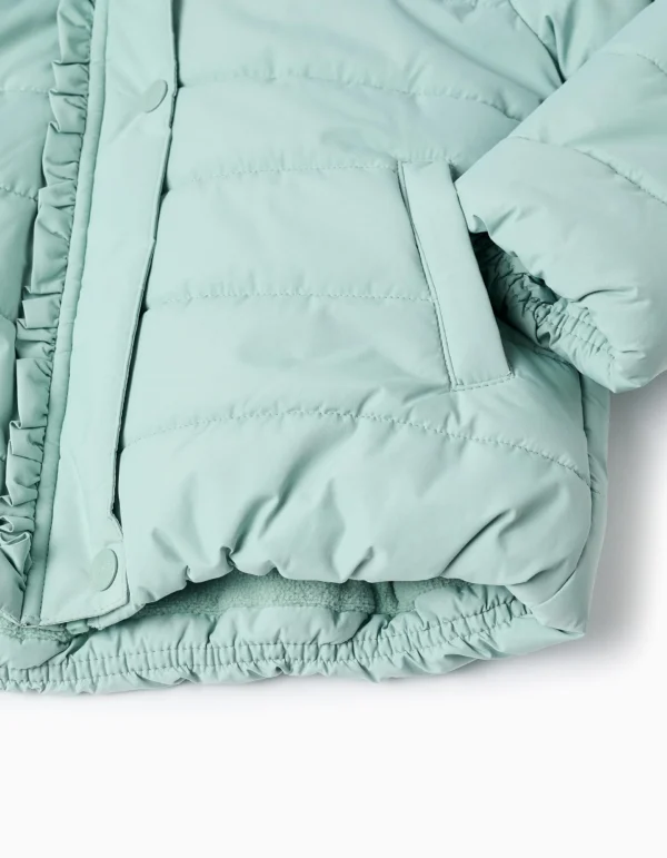 Chaqueta Acolchada Capucha Forro Polar Verde Agua. Zippy - Imagen 4