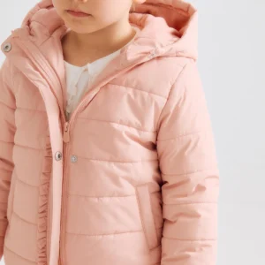Chaqueta Acolchada Capucha Forro Polar Rosa. Zippy
