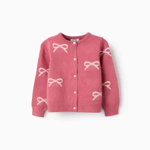 Chaqueta Punto Jacquard Lazos Rosa. Zippy